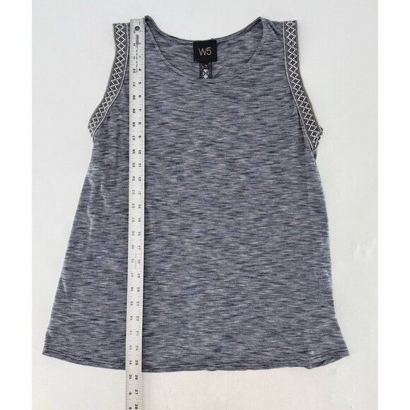 W5 Anthropologie Blue White Space Dye Sleeveless Scoop‎ Neck Blouse Sz L Boho - Picture 6 of 7